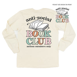 Anti-Social Book Club (Pocket on Front / Full Size on Back) - Long Sleeve Comfort Colors Tee