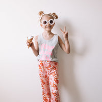 LMSS X JENN HALLAK - Hey Sweet Girl - GRAY w/ Bright Pink - YOUTH JERSEY TANK