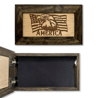 American Flag with Patriotic Eagle Hidden Gun Storage Concealed Furniture