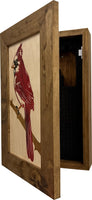 Red Cardinal Bird Gun Concealment Furniture - Handcrafted Hidden Gun Storage Wall Decor - Hidden Gun Shelf with Magnetic Lock for Quick Access