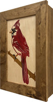 Red Cardinal Bird Gun Concealment Furniture - Handcrafted Hidden Gun Storage Wall Decor - Hidden Gun Shelf with Magnetic Lock for Quick Access