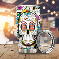 Denver Broncos Tumbler Cup Custom Sugar Skull Car Accessories