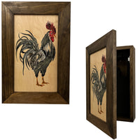 Farmhouse Rooster Gun Concealment Furniture - Handcrafted Hidden Gun Storage Wall Decor - Hidden Gun Shelf with Magnetic Lock for Quick Access