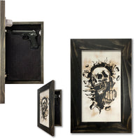 Hidden Gun Cabinet Safe with Skull Giving Middle Finger Wall Decor, Concealed Furniture