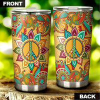 Hippie Mandala Tumbler Cup Stainless Steel Custom Peace Symbol