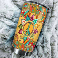 Hippie Mandala Tumbler Cup Stainless Steel Custom Peace Symbol
