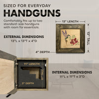 Hidden Gun Storage Safe Concealed Shelf with Hummingbird Wall Decor