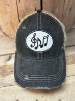 Music Note Distressed Mesh Snapback Baseball Cap