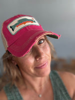 Rainbow Trout distressed snapback Cap