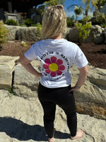 THANK YOU ♡ ME (pocket front) / Pink Flower & Gratitude quote (on back) - SHORT SLEEVE COMFORT COLORS