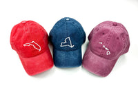 50 States - Baseball Cap (state outline front - state name back / white thread)