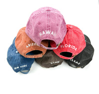 50 States - Baseball Cap (state outline front - state name back / white thread)