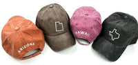 50 States - Baseball Cap (state outline front - state name back / white thread)