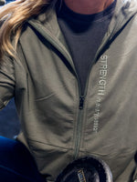 STRENGTH IN EVERY SEASON - Embroidered Full Zip Performance Hoodie - Tone on Tone