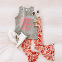 LMSS X JENN HALLAK - Hey Sweet Girl - GRAY w/ Bright Pink - YOUTH JERSEY TANK