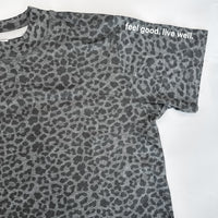 FEEL GOOD. LIVE WELL. - Black Leopard Women's Boxy Tee