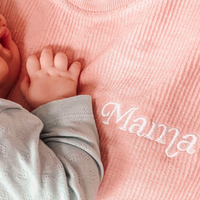 Embroidered CORDED Sweatshirt - Blush - Mama (Italic)