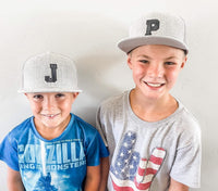 Varsity initial - Child Flat Brimmed Hat w/ Mesh Back