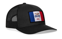 Iowa Flag Trucker Hat  |  Black Iowa Flag Snapback