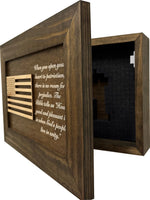 American Flag & Patriotism Decorative & Secure Wall-Mounted Gun Cabinet (Jacobean)
