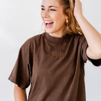 Essential Heavyweight MAMA Tee - Tone on Tone Embroidered