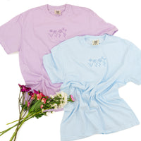Embroidered Comfort Colors Tee - Spring Flowers