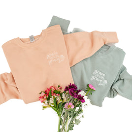 Embroidered PIGMENT Crewneck - Grace Upon Grace