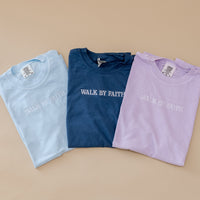 Embroidered Comfort Colors Tee - Walk By Faith