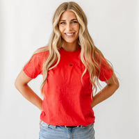 Comfort Colors Tee - Embroidered Mini Symbol (centered) - I'm Just a Girl Collection
