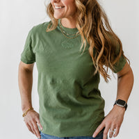 Comfort Colors Tee - Embroidered Mini Symbol (centered) - I'm Just a Girl Collection