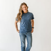 Comfort Colors Tee - Embroidered Mini Symbol (centered) - I'm Just a Girl Collection