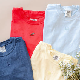 Comfort Colors Tee - Embroidered Mini Symbol (centered) - I'm Just a Girl Collection
