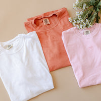 Comfort Colors Tee - Embroidered Mini Symbol (centered) - I'm Just a Girl Collection