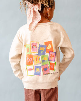 Happy Girls Club (center & b) - Heathered Natural Child Sweater
