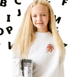 Embroidered Child Sweater - Pencil with Bow