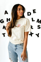 Embroidered Comfort Colors Tee - Pencil with Bow