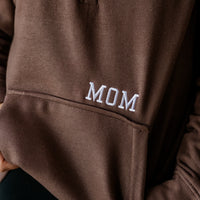 Chocolate Brown Quarter Zip Fleece - Embroidered MOM w/ EST. YEAR