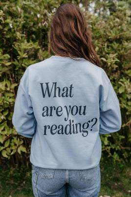 Book Lover. What Are You Reading? - Light Blue w/ Navy - Basic Fleece
