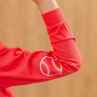 There's No Crying In Baseball (elbows) - Custom Number - LONG SLEEVE Comfort Colors Tee