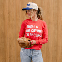 There's No Crying In Baseball (elbows) - Custom Number - LONG SLEEVE Comfort Colors Tee