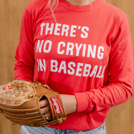 There's No Crying In Baseball (elbows) - Custom Number - LONG SLEEVE Comfort Colors Tee