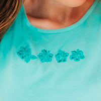 Embroidered Tone on Tone - Comfort Colors TANK - Hibiscus x4 Flowers