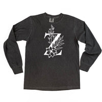 Floral Initials - Long Sleeve Comfort Colors Tee