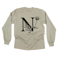 Floral Initials - Long Sleeve Comfort Colors Tee