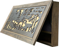 Deer Scene Gun Concealment Decor - Handcrafted Wooden Gun Cabinets - Gun Shelf Hidden Storage for Rifles, Shotguns, & Handguns - Quick Access Hidden Wall Safe (Extra Large)