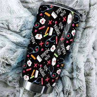 Love Nurse Tumbler Cup Custom Black Pattern Nurse Car Accessories