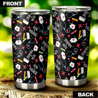 Love Nurse Tumbler Cup Custom Black Pattern Nurse Car Accessories