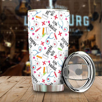Love Nurse Tumbler Cup Custom White Pattern Nurse Car Accessories