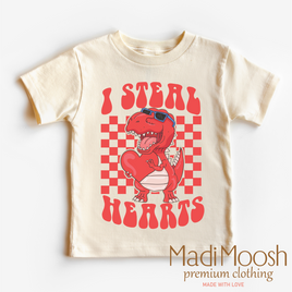 I Steal Hearts Dinosaur Valentine's Day Shirt - Valentine Tee