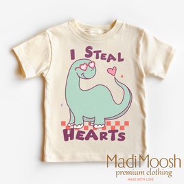 I Steal Hearts Dinosaur Valentine's Day Shirt - Valentine Tee